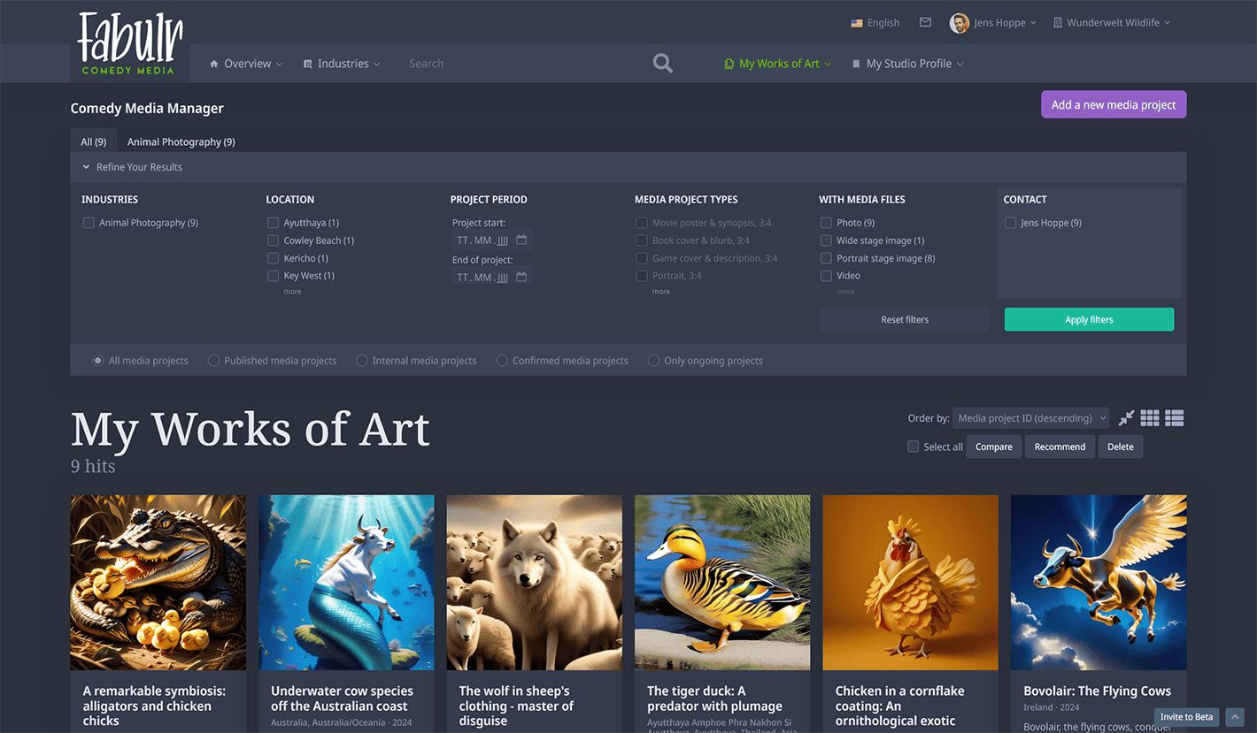 Create, edit, publish, revoke, delete media projects - image