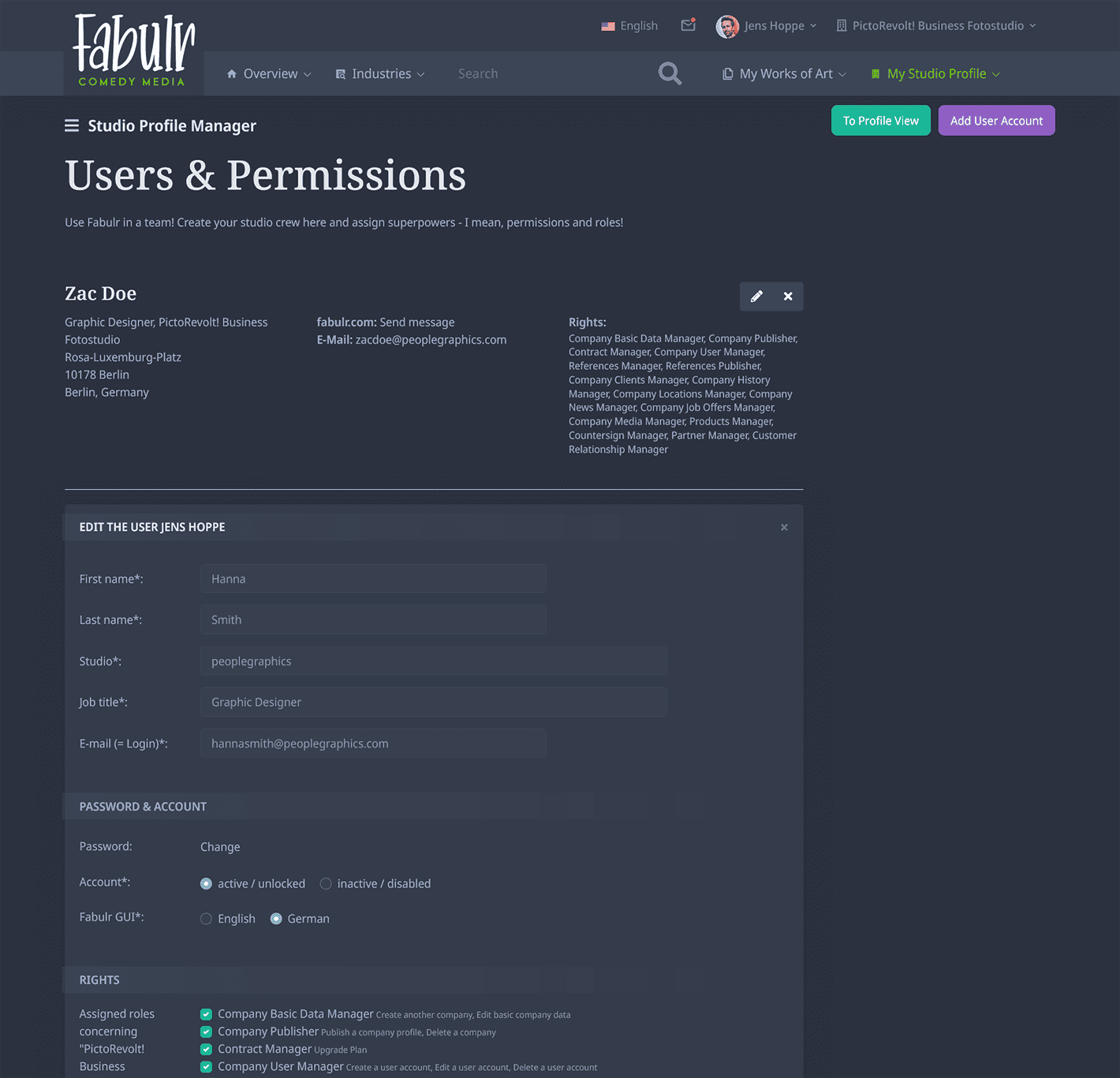 Rights management with 16 user roles  - image